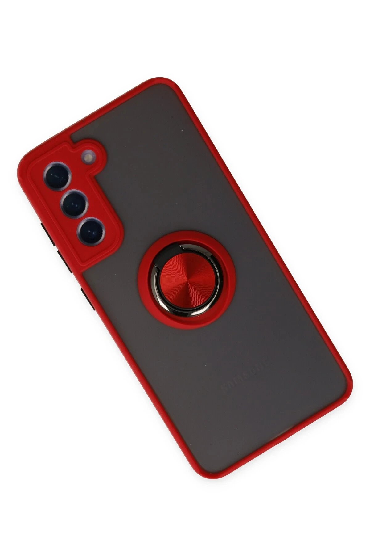 Samsung Galaxy S21 FE Kılıf Montreal Yüzüklü Silikon Kapak - Kırmızı-(5796) - Görsel 2