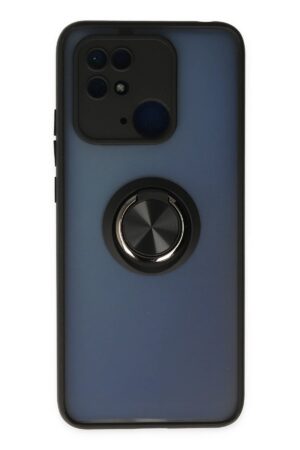 Xiaomi Redmi 10C Kılıf Montreal Yüzüklü Silikon Kapak - Siyah-(5796)