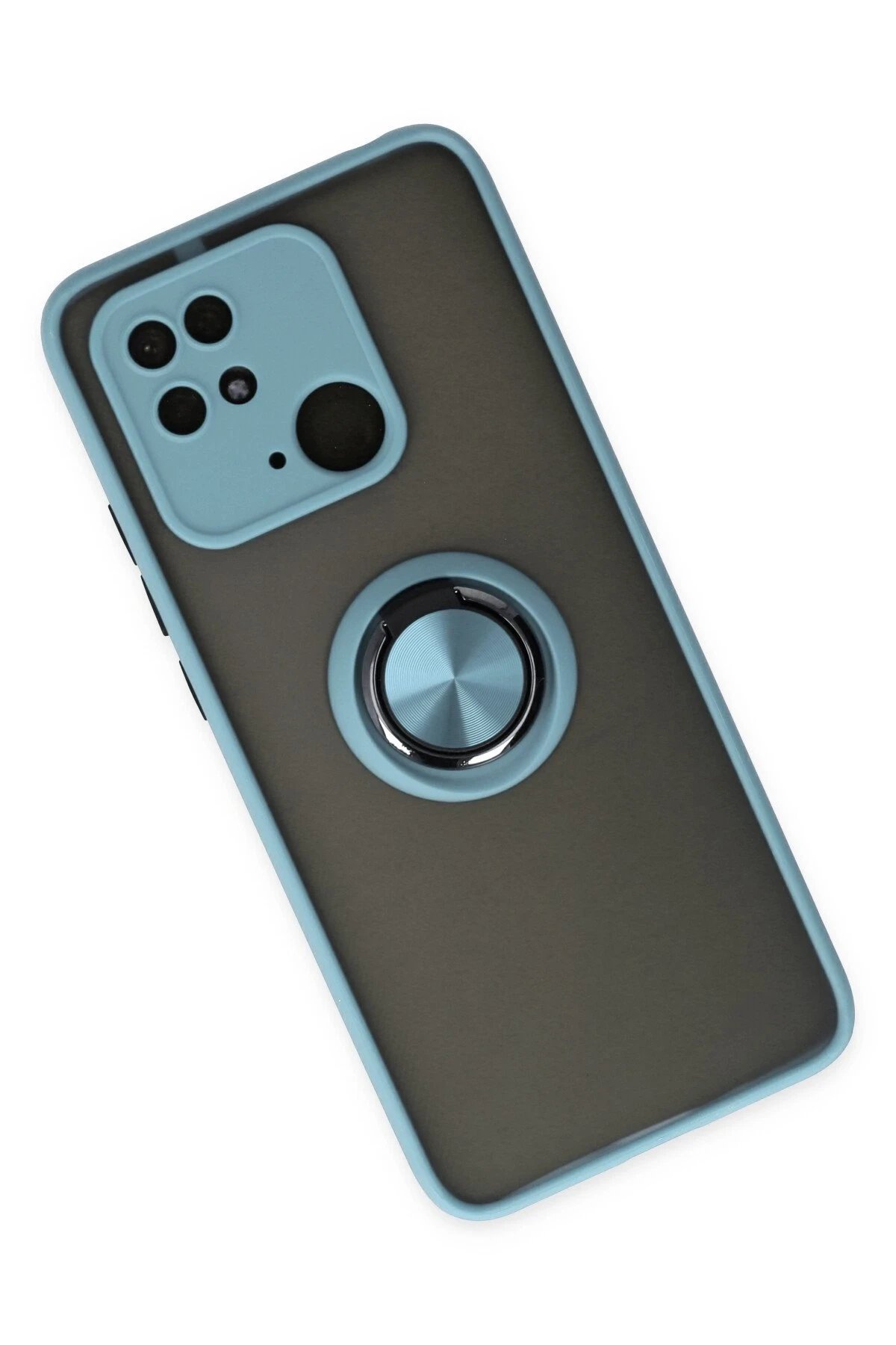 Xiaomi Redmi 10C Kılıf Montreal Yüzüklü Silikon Kapak - Buz Mavi-(5796) - Görsel 2