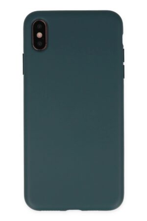iPhone XS Max Kılıf Nano içi Kadife Silikon - Koyu Yeşil-(5796)