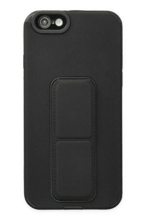 iPhone 6 Kılıf Mega Standlı Silikon - Siyah-(5796)