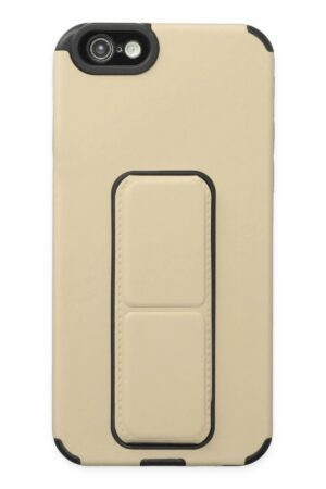 iPhone 6 Kılıf Mega Standlı Silikon - Gold-(5796)