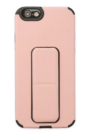 iPhone 6 Kılıf Mega Standlı Silikon - Pudra-(5796)