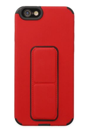 iPhone 6 Kılıf Mega Standlı Silikon - Kırmızı-(5796)