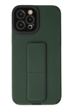 iPhone 12 Pro Max Kılıf Mega Standlı Silikon - Yeşil-(5796)