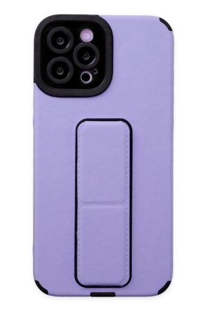 iPhone 12 Pro Max Kılıf Mega Standlı Silikon - Lila-(5796)