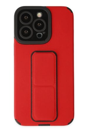 iPhone 13 Pro Max Kılıf Mega Standlı Silikon - Kırmızı-(5796)