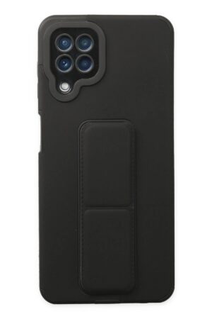 Samsung Galaxy A22 Kılıf Mega Standlı Silikon - Siyah-(5796)
