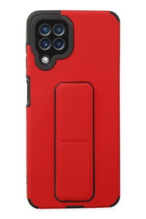 Samsung Galaxy A22 Kılıf Mega Standlı Silikon - Kırmızı-(5796)