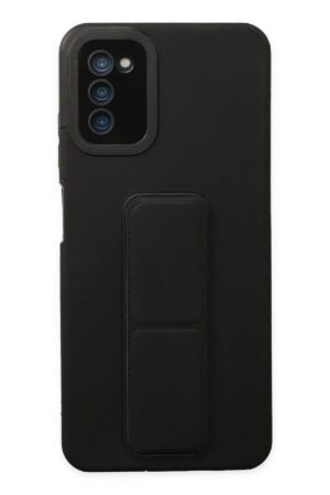 Samsung Galaxy A03S Kılıf Mega Standlı Silikon - Siyah-(5796)