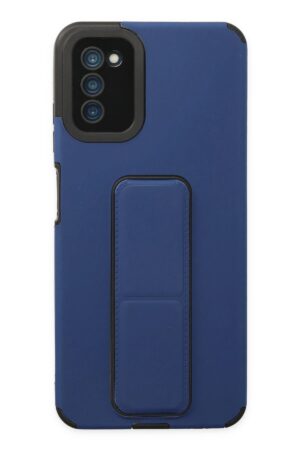 Samsung Galaxy A03S Kılıf Mega Standlı Silikon - Mavi-(5796)