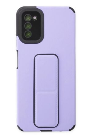 Samsung Galaxy A03S Kılıf Mega Standlı Silikon - Lila-(5796)