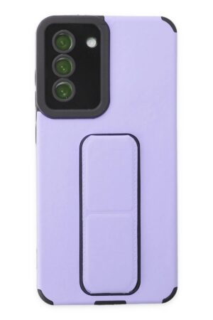 Samsung Galaxy S21 FE Kılıf Mega Standlı Silikon - Lila-(5796)