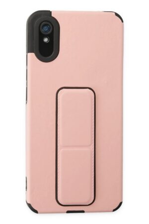 Xiaomi Redmi 9A Kılıf Mega Standlı Silikon - Pudra-(5796)