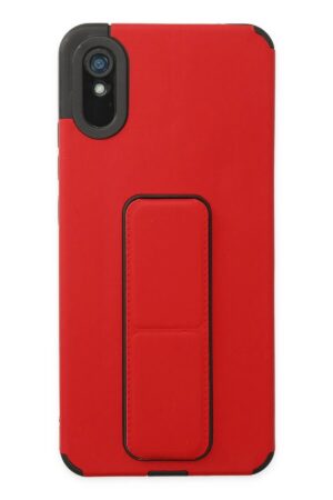 Xiaomi Redmi 9A Kılıf Mega Standlı Silikon - Kırmızı-(5796)