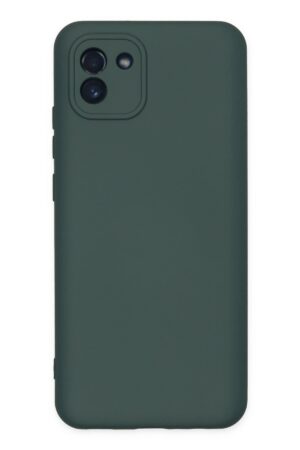Samsung Galaxy A03 Kılıf Nano içi Kadife Silikon - Koyu Yeşil-(5796)