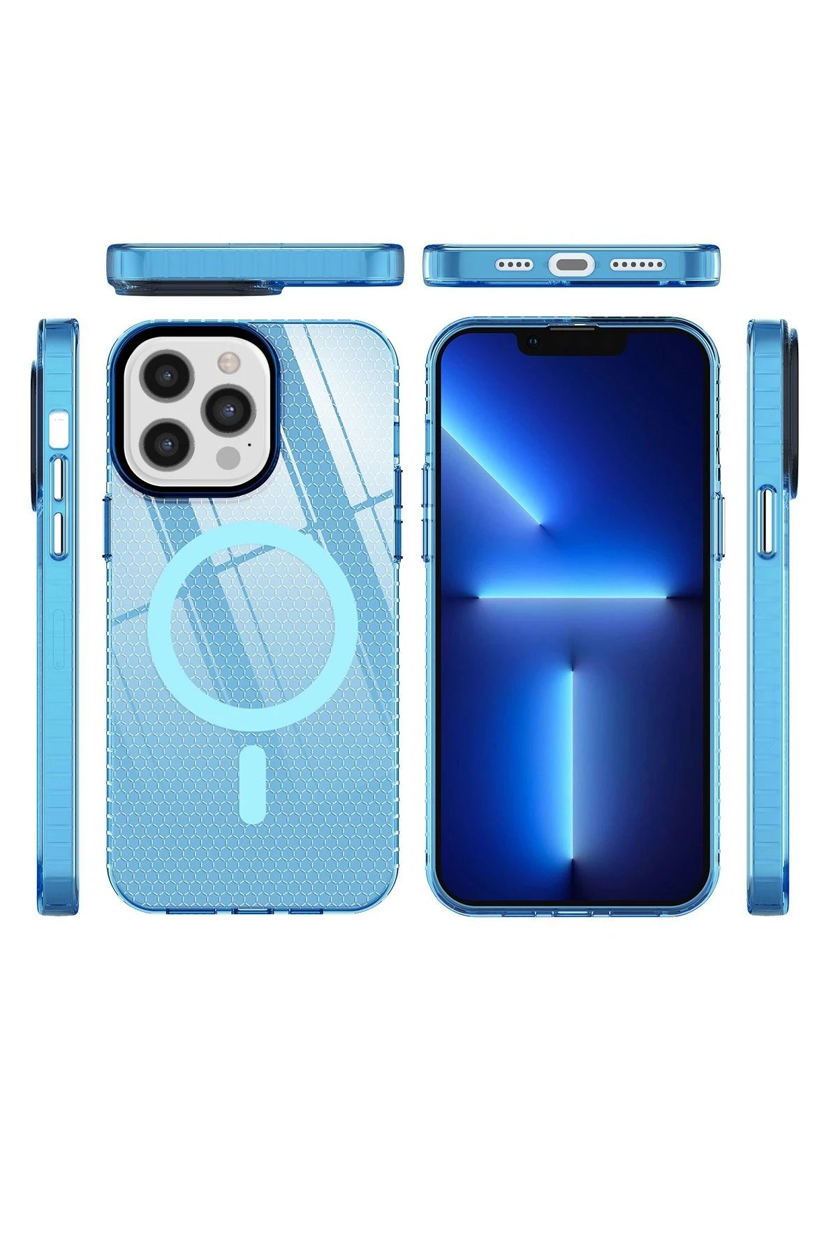 iPhone 12 Pro Max Kılıf Beta Magneticsafe Silikon - Mavi-(5796) - Görsel 3