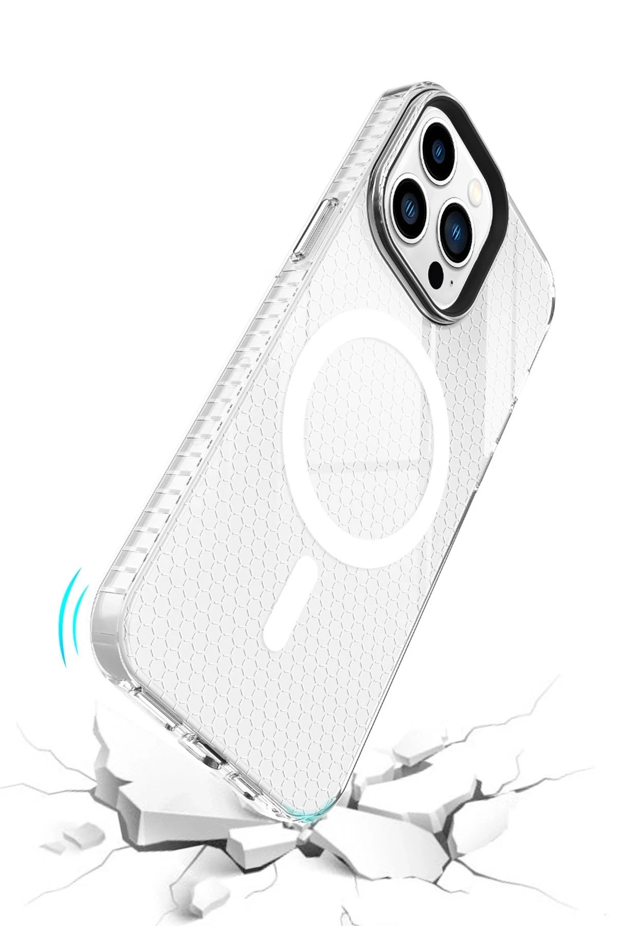 iPhone 13 Pro Kılıf Beta Magneticsafe Silikon - Şeffaf-(5796) - Görsel 4