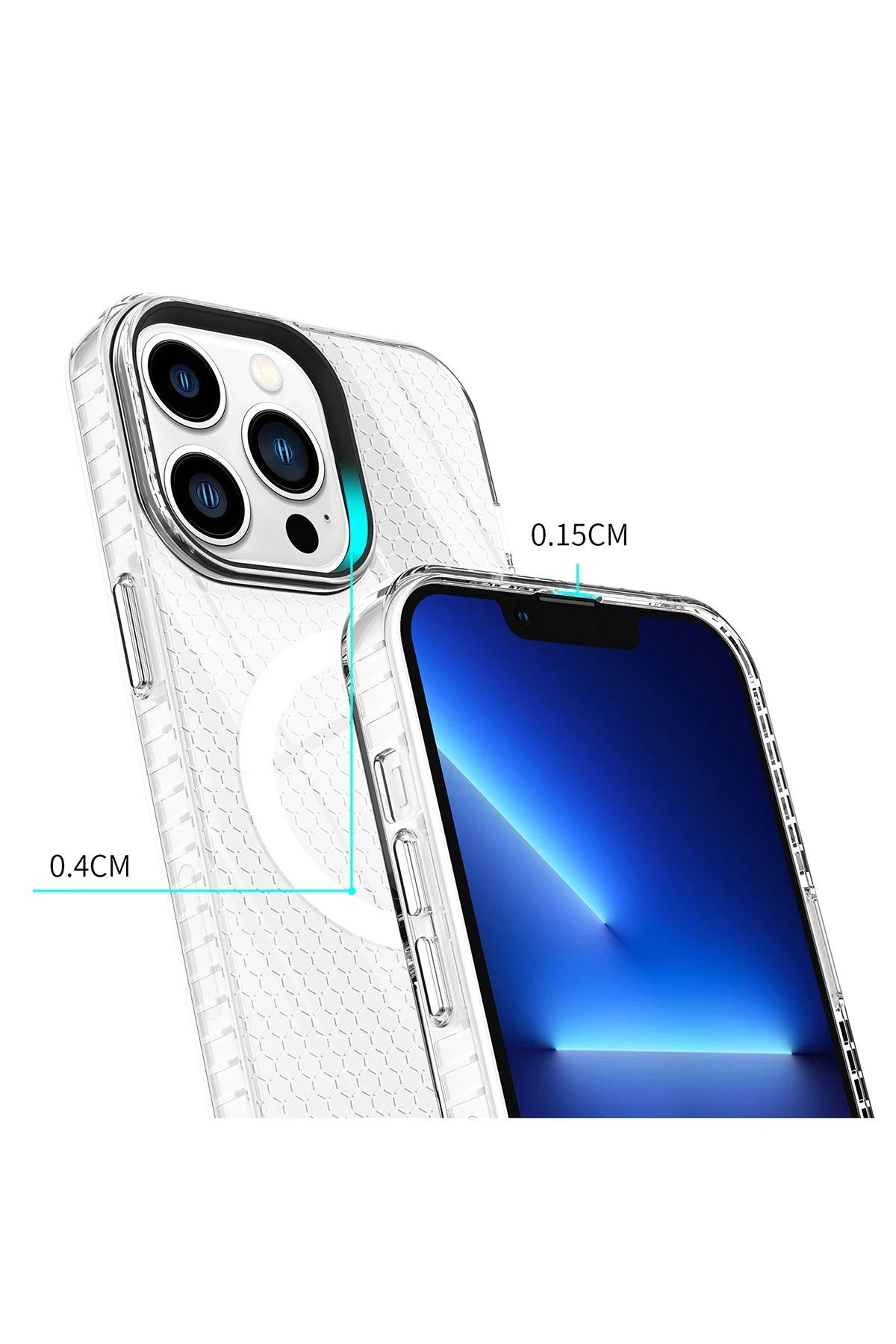 iPhone 13 Pro Kılıf Beta Magneticsafe Silikon - Şeffaf-(5796) - Görsel 5