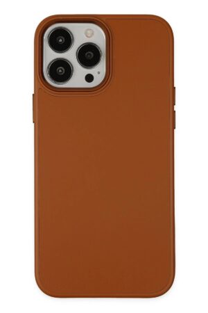 iPhone 13 Pro Kılıf Asya Deri Silikon - Kahverengi-(5796)