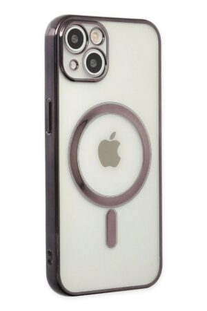 iPhone 14 Plus Kılıf Magneticsafe Lazer Silikon - Siyah-(5796)