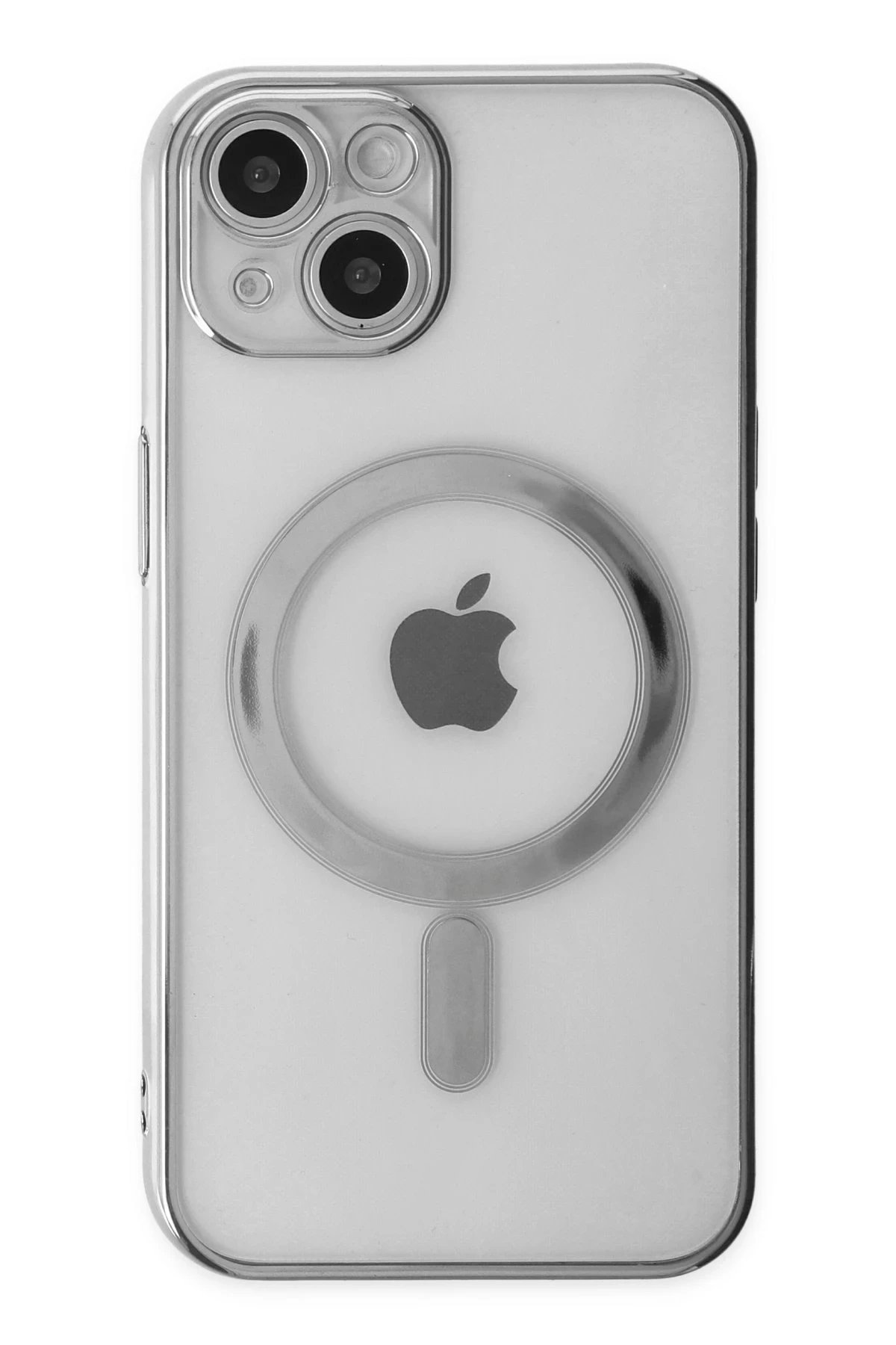 iPhone 14 Plus Kılıf Magneticsafe Lazer Silikon - Gümüş-(5796) - Görsel 2