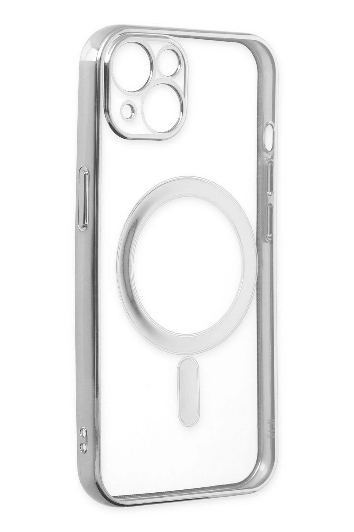 iPhone 14 Plus Kılıf Magneticsafe Lazer Silikon - Gümüş-(5796) - Görsel 4