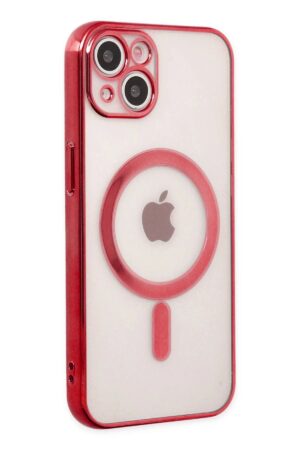 iPhone 14 Plus Kılıf Magneticsafe Lazer Silikon - Kırmızı-(5796)