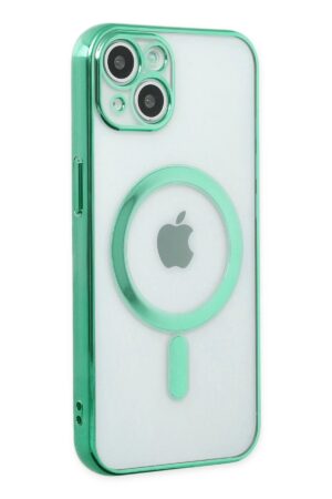 iPhone 14 Plus Kılıf Magneticsafe Lazer Silikon - Haki Yeşil-(5796)