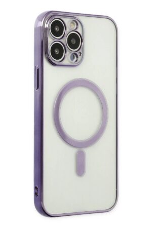 iPhone 14 Pro Kılıf Magneticsafe Lazer Silikon - Mor-(5796)