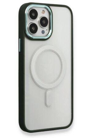 iPhone 14 Pro Max Kılıf Room Magneticsafe Silikon - Köknar Yeşili-(5796)