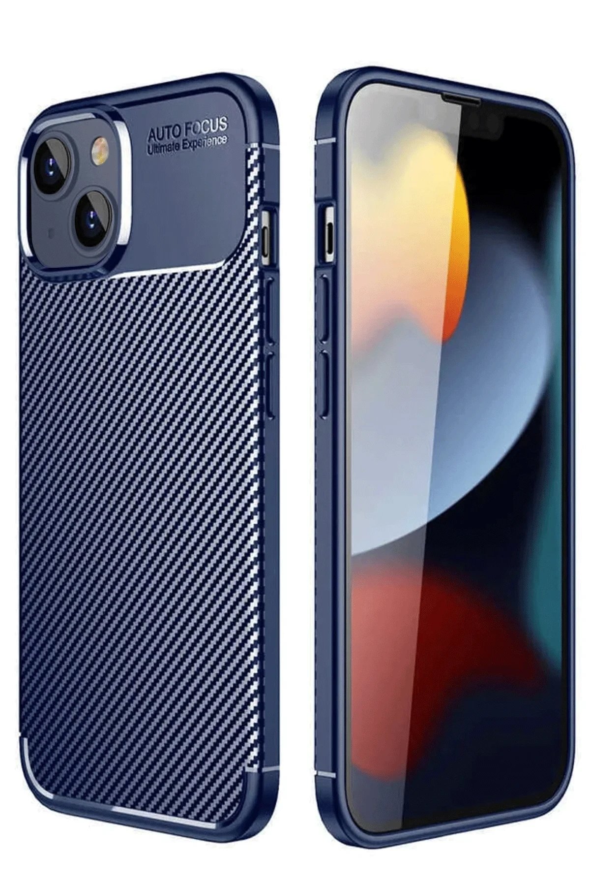 iPhone 14 Kılıf Auto Focus Karbon Kapak - Lacivert-(5796) - Görsel 2