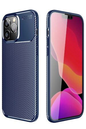iPhone 14 Pro Kılıf Auto Focus Karbon Kapak - Lacivert-(5796)