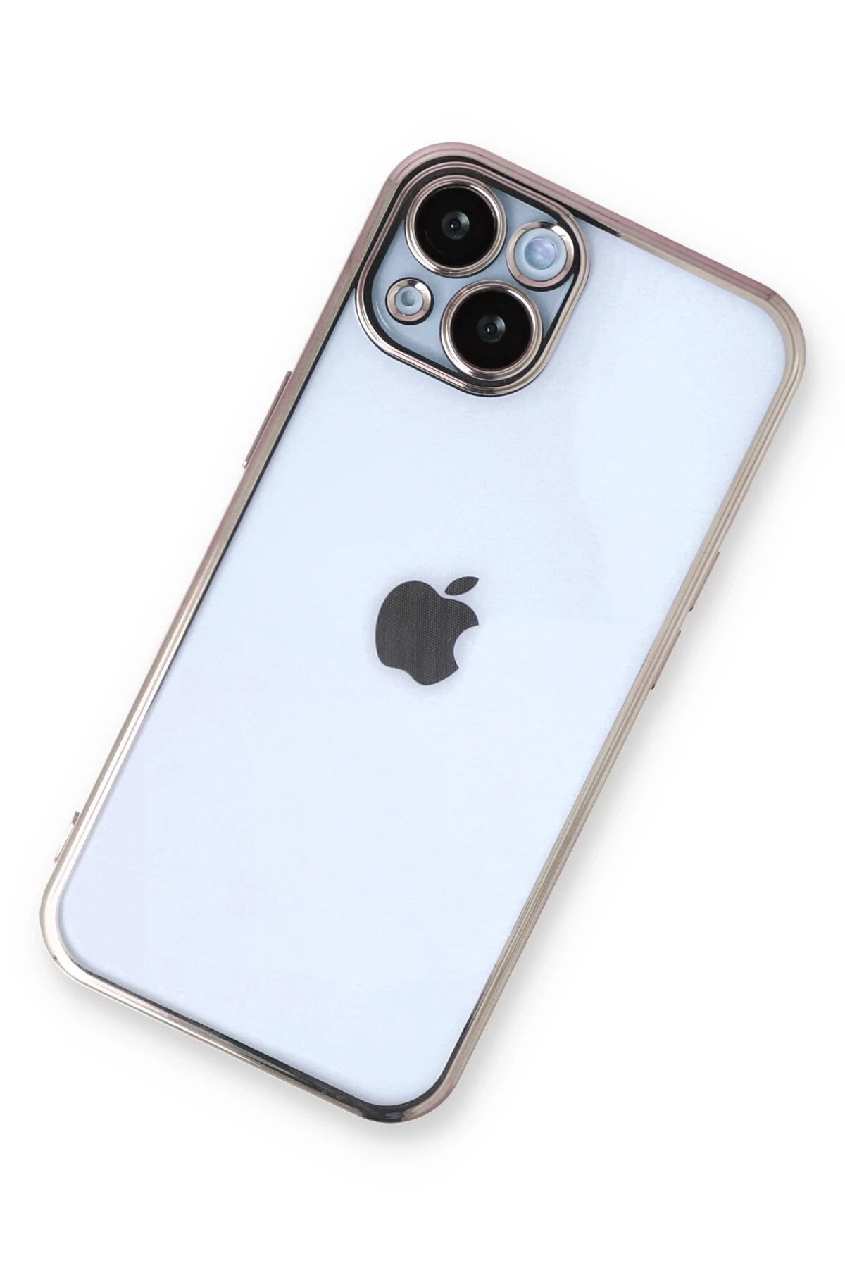 iPhone 14 Kılıf Lensli Silikon - Gold-(5796) - Görsel 3
