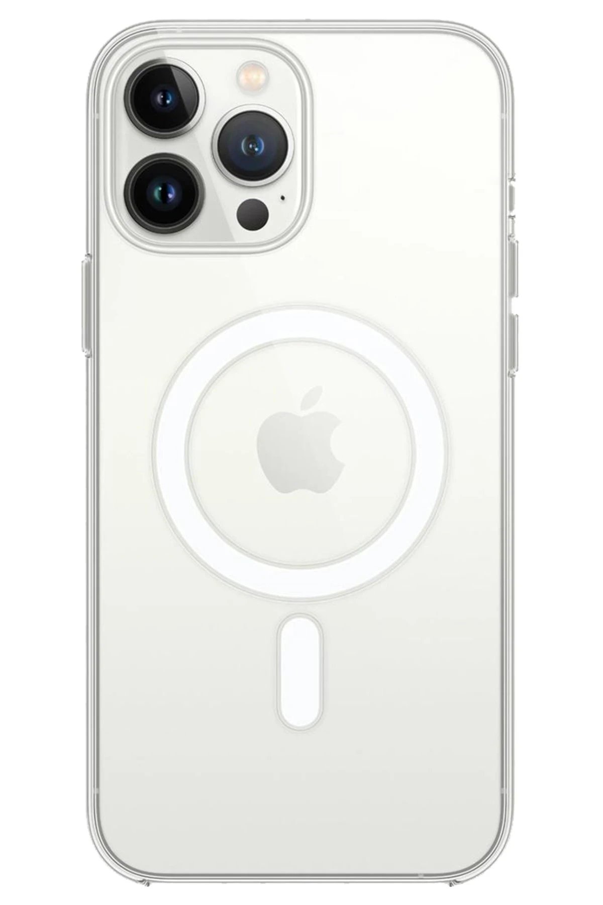 iPhone 14 Pro Max Kılıf Magneticsafe Şeffaf Silikon - Şeffaf-(5796)