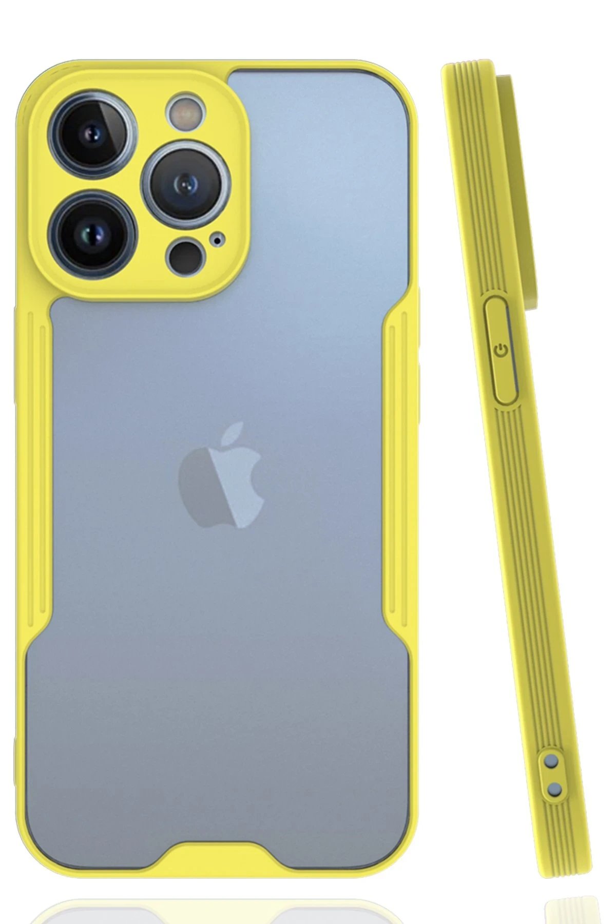 iPhone 14 Pro Max Kılıf Platin Silikon - Sarı-(5796)