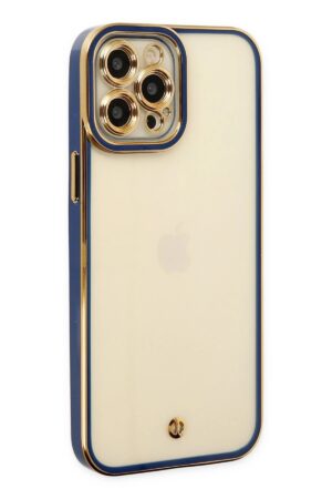 iPhone 12 Pro Max Kılıf Liva Lens Silikon - Mavi-(5796)