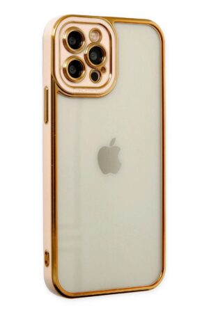 iPhone 12 Pro Max Kılıf Liva Lens Silikon - Rose-(5796)