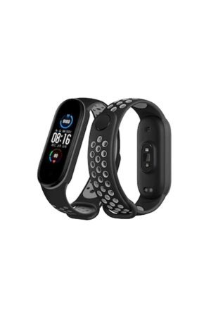 Xiaomi Mi Band 7 Spor Delikli Kordon - Siyah-Gri-(5796)