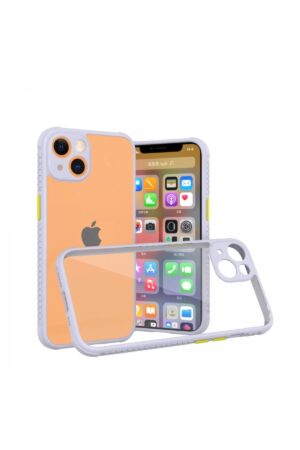 iPhone 13 Mini Kılıf Miami Şeffaf Silikon - Lila-(5796)