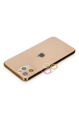 iPhone 11 Pro Renkli Kamera Lens Koruma Cam - Turuncu-Kırmızı-(5796)