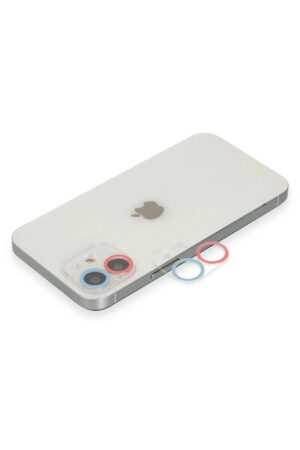 iPhone 12 Renkli Kamera Lens Koruma Cam - Pembe-Mavi-(5796)