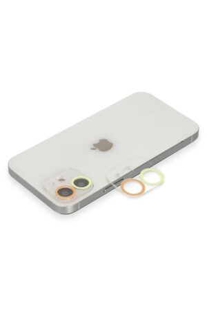 iPhone 12 Mini Renkli Kamera Lens Koruma Cam - Sarı-Turuncu-(5796)