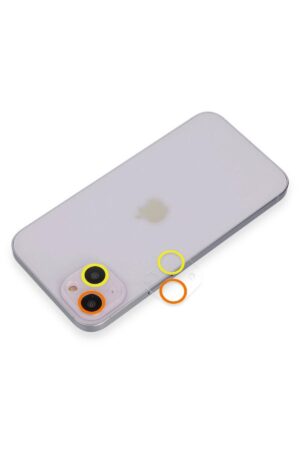 iPhone 13 Mini Renkli Kamera Lens Koruma Cam - Sarı-Turuncu-(5796)
