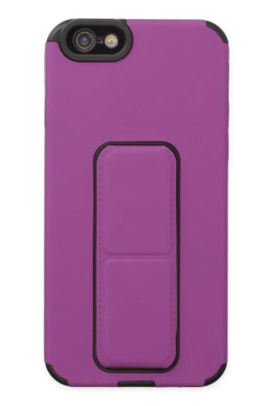 iPhone 6 Kılıf Mega Standlı Silikon - Mor-(5796)