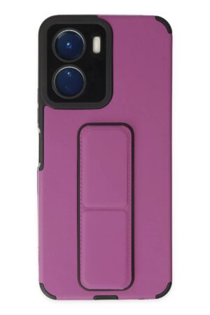 Vivo Y16 Kılıf Mega Standlı Silikon - Mor-(5796)