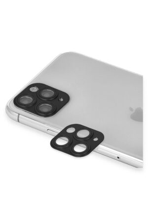 iPhone 11 Pro Max Pers Alüminyum Kamera Lens - Siyah-(5796)