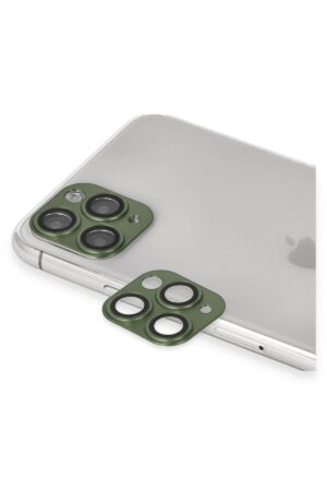 iPhone 11 Pro Max Pers Alüminyum Kamera Lens - Yeşil-(5796)