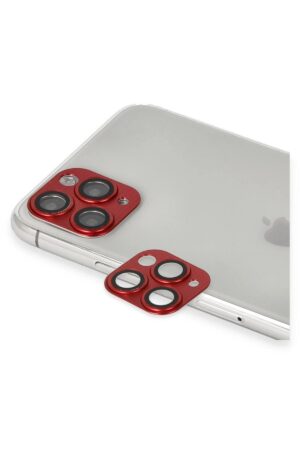 iPhone 11 Pro Max Pers Alüminyum Kamera Lens - Kırmızı-(5796)
