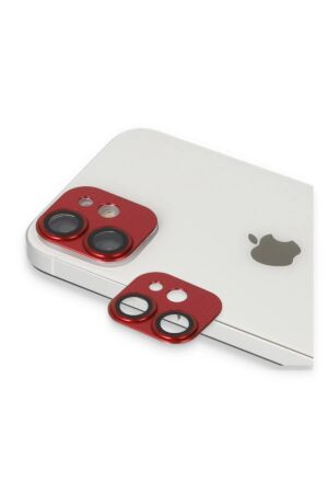 iPhone 11 Pers Alüminyum Kamera Lens - Kırmızı-(5796)